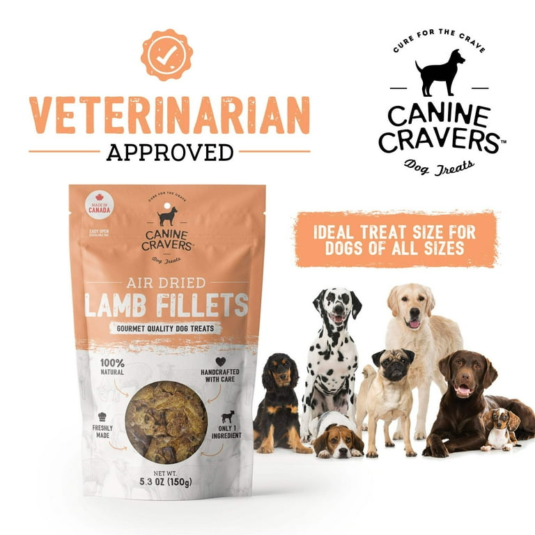 Canine Cravers Single Ingredient Dog Treats Premium Lamb Fillets Human Grade Air Dried Hypoallergenic Pet Food Grain Gluten and Soy Free 100 All Natural 5.3 oz Bag Walmart