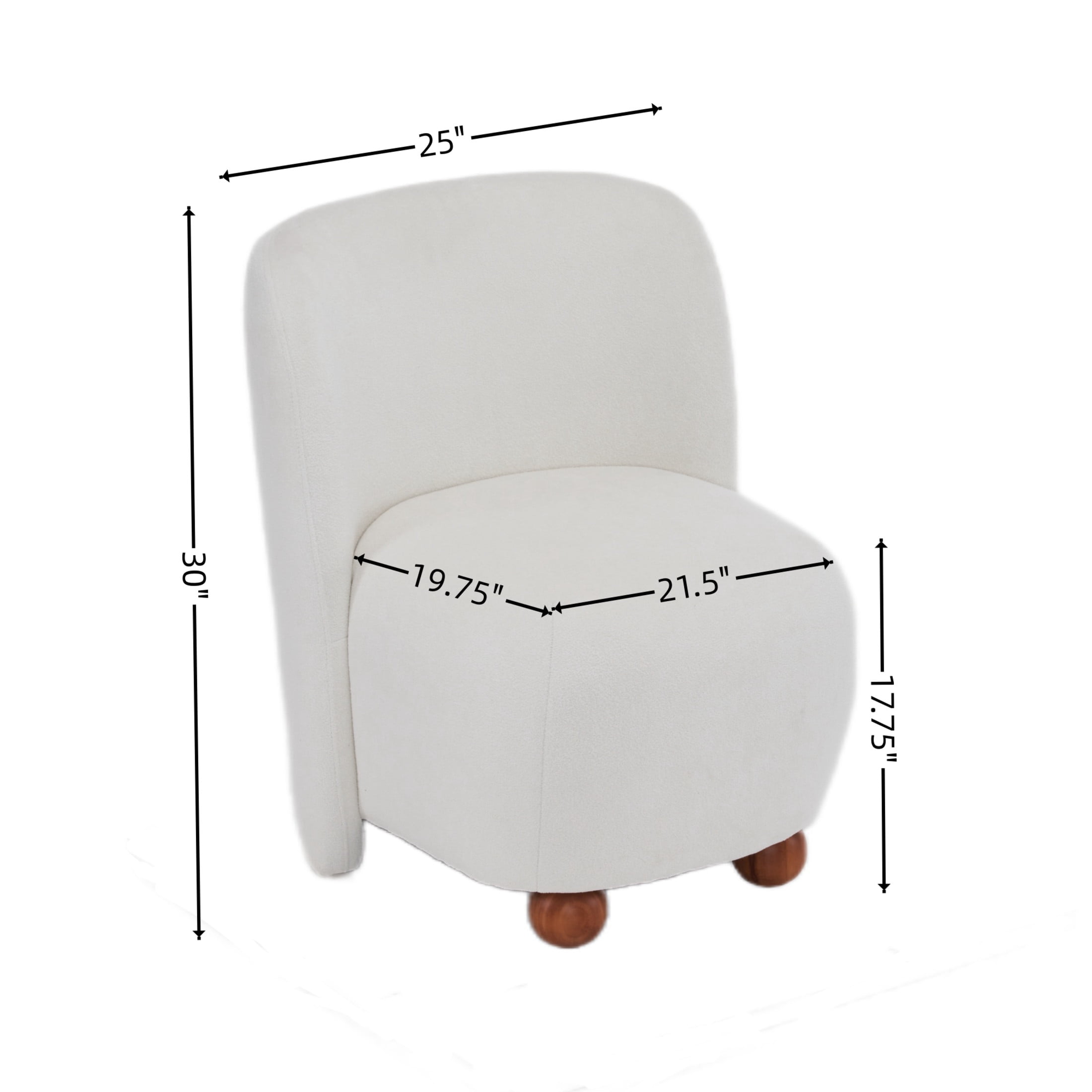 Veylin Modern Upholstered Low-back, Accent Chair, Wood, White