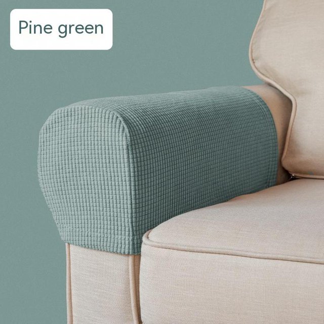 2 uds fundas elásticas para reposabrazos de color verde pino, fundas antideslizantes de LICRA para sillón reclinable, Protector para reposabrazos de sofá