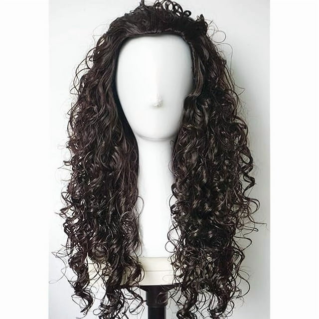 wonima44 Black Curly wig Costume Wig Long Curly 28inches Synthetic Wigs Costume Halloween adult men (Natural Black)