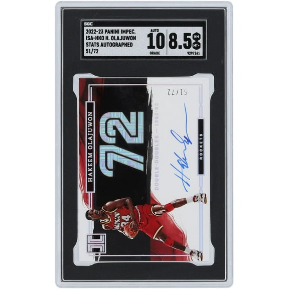 Hakeem Olajuwon Houston Rockets Autographed 2022-23 Panini Impeccable Stat Autograph #ISA-HKO #51/72 SGC Authenticated 8.5/10 Card - Fanatics Authentic Certified
