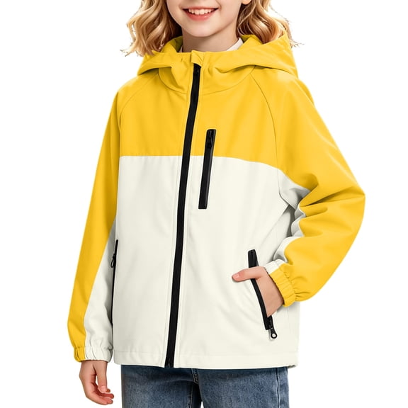StSilkitty Full Zip Windbreaker Jacket for Boys Girls Color Block Long Sleeve Waterproof Hoodies with Pockets