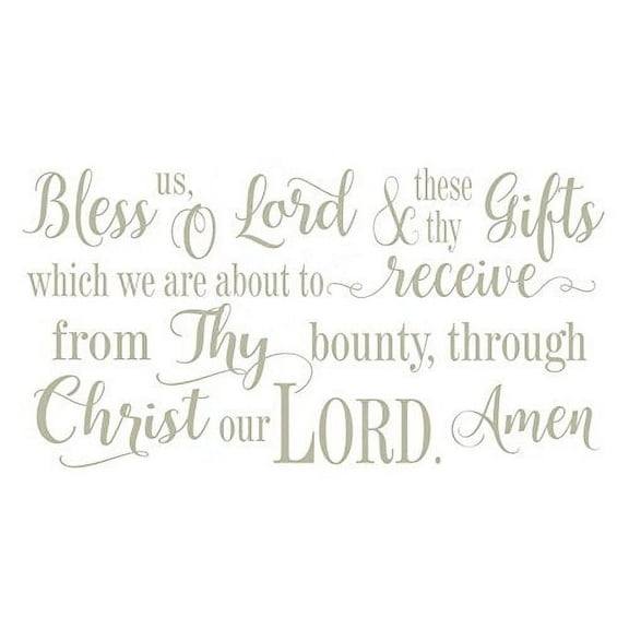 Wall Decal Bless Us O Lord. Vinyl Lettering Wall Decal Religious Prayer Wall Words, 23x12 , Warm Gray