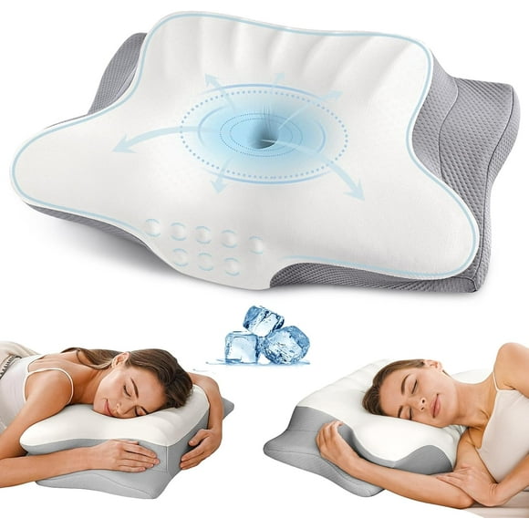 REJODA-Cervical Neck Pillow for Pain Relief - Ergonomic Memory Foam Pillows for Sleeping, Cooling Side Sleeper Pillow for Neck Support, Contour Orthopedic Bed Pillow for Back Stomach Sleepers