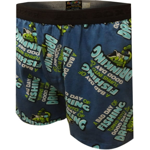 Fun Boxers Mens Bad Day of Fishing is a Good Day of Drinking Boxer Shorts (Small)