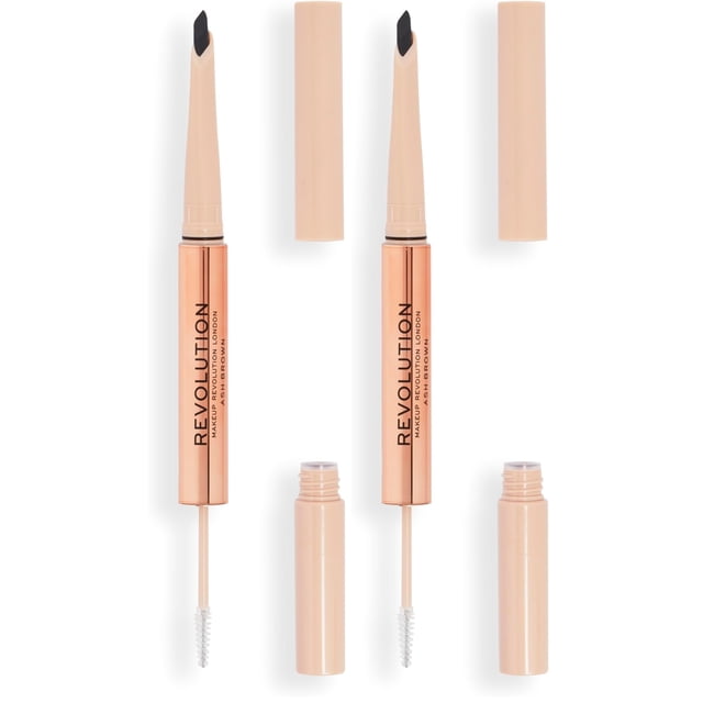 Lápiz y Gel para Cejas Revolution Fluffy Brow Marrón Ceniza x2