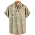 thumbnail image 3 of Camisa retro de manga corta para hombre, periódicos antiguos impresos en 3D, diseño de botones informal y moderno para ropa de calle y hogar, 3 of 5