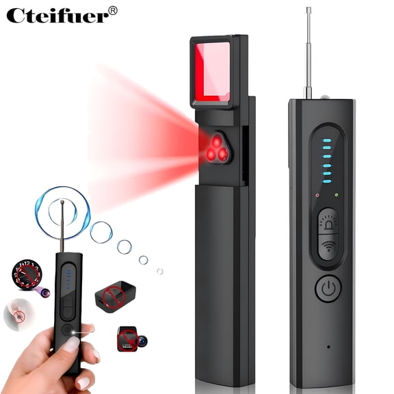 GJX Hidden Camera Detector: Bug Anti Spy Detector, RF Signal Scanner Device for GPS Tracker, 5 Levels Sensitivity (Black)