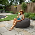 thumbnail image 4 of Covers & all Versatile Pear Shaped Bean Bag with 600 Denier Fabric UV Resistant for Lounging, Reading, or Gaming - Gray (XXL, 43 L x 43 W x 59 H inch)(Beans not included), 4 of 6