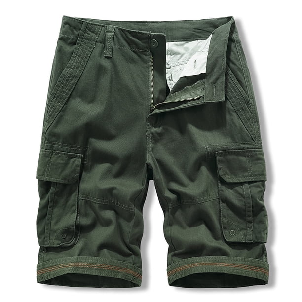 Puntoco Pantalones Cargo Para Hombre Deportes Al Aire Libre Pantalones Cortos Cargo Con Botones Multibolsillos Pantalones Cortos Verde Militar (36) L,Pantalones Cortos Hombre