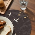 thumbnail image 3 of Japanese Style Round 13 Inch Placemats Set of 2, Vintage Cranes Ocean Wave Black Grey HeatResistant Non Slip Place Mats for Dining Table, Wipeable Braided Kitchen Table Mats for Housewarming, 3 of 9