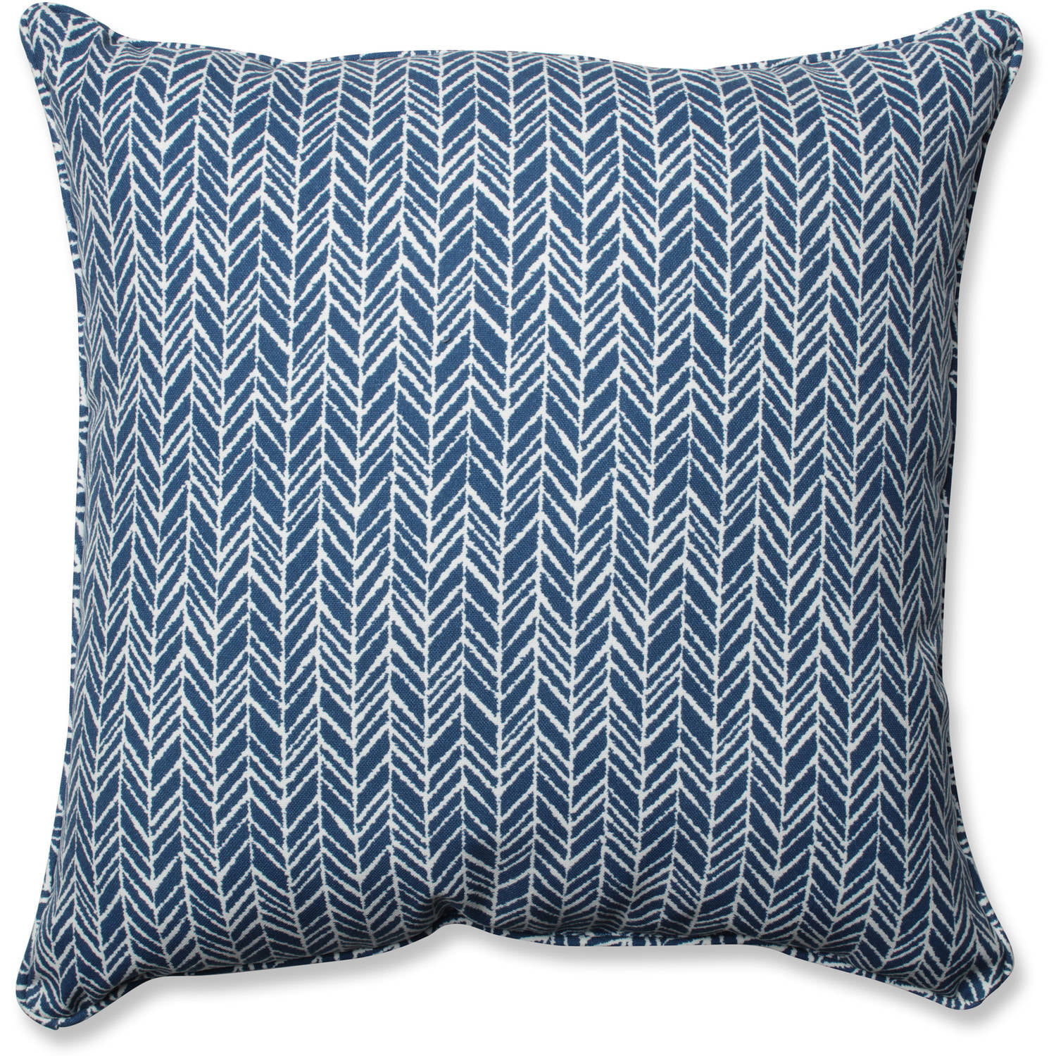 Pillow Perfect Outdoor/Indoor Herringbone Ink Blue 25" Floor Pillow