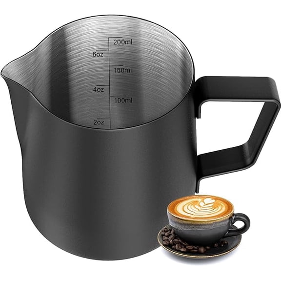 HULISEN 6.8oz/200ml Stainless Steel Espresso Milk Frothing Pitcher, Latte Steaming Pouring Cup