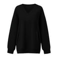 thumbnail image 4 of DHFJKG Sweatshirt For Women Oversized V Neck Long Sleeve Plain Sweatshirt Drop Shoulder Loose Fit Casual Pullover With Pocket Classic Tops, 4 of 4