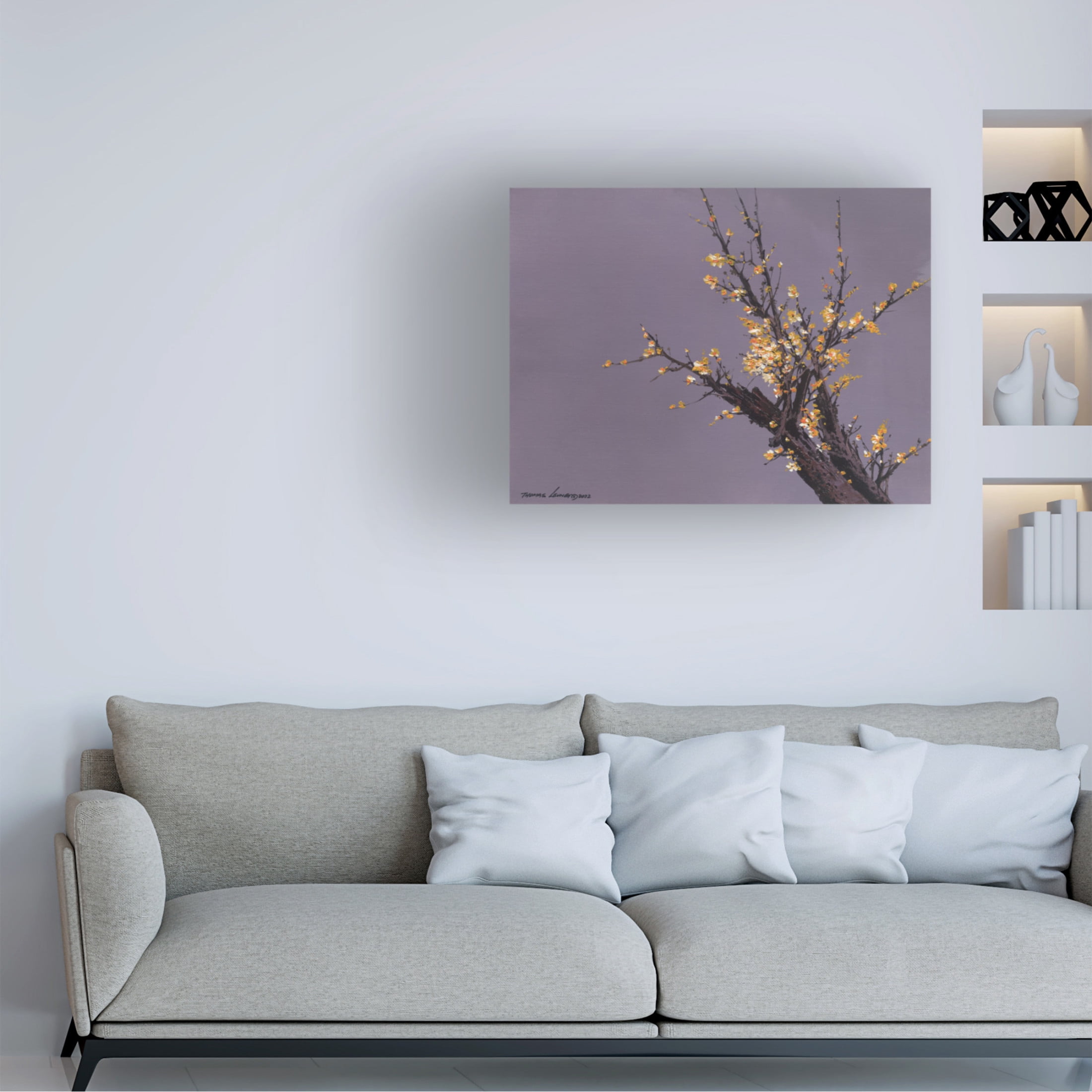 Canvas Wall Art - Thomas Leung 'Little Plum Flowers' Wall Art for Living Room, Bedroom, or Office Décor by Trademark Fine Art - 47 x 35 Inches