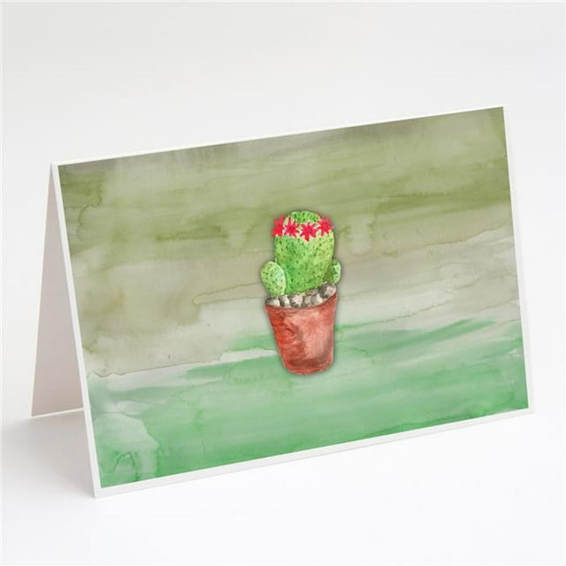 Cactus Green Watercolor Greeting Cards & Envelopes - Pack of 8