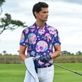 thumbnail image 3 of Picia colorful Skull mushroom rainbow Print Men's Polo Shirt, Two-Button Closure Pique Polo Shirt, Summer Fashion Golf Shirt-Medium, 3 of 6