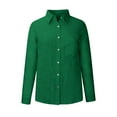 thumbnail image 4 of Admvng Womens Shirts Casual Solid Color V Neck Loose Long Sleeve Blouse Work Tunic Tops with Pocket S-2XL, 4 of 5
