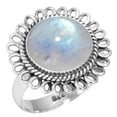 thumbnail image 1 of 925 Sterling Silver Ring For Women - Girls White Natural Rainbow Moonstone Gemstone Silver Ring June Birthstone Boho Silver Ring Size 5 Thanksgiving Gift For Women 925 Silver Gemstone Jewelry, 1 of 6