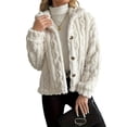thumbnail image 3 of Jackets for Women Long Sleeve Comfy Warm Button Down Zip Up Stand Collar Plus Size Winter Clothing White L, 3 of 7