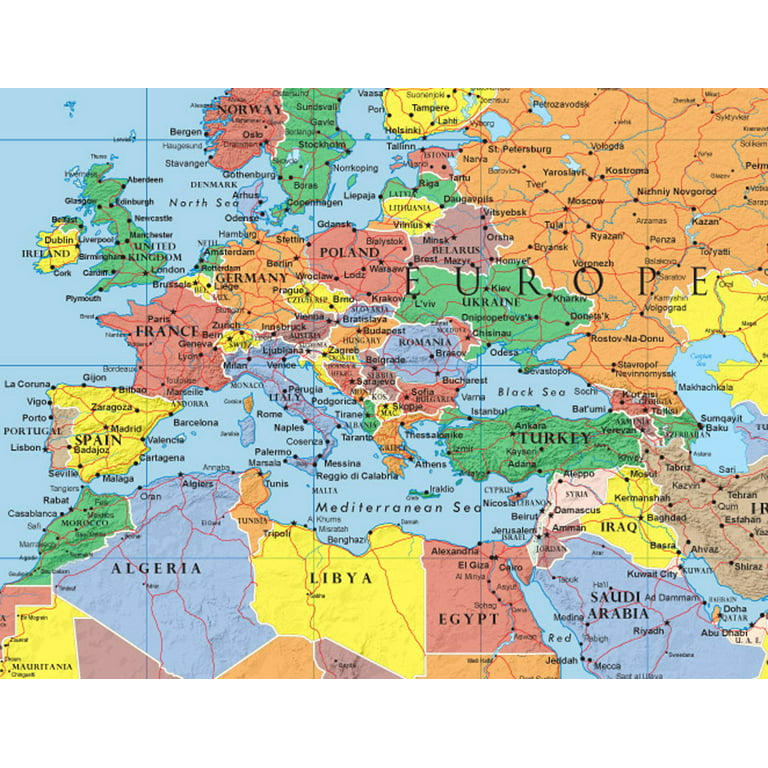 Laminated Giant Wall Map - World (Politics) - 197 x 117 cm, with Aluminum  Profiles | Maps International (French)