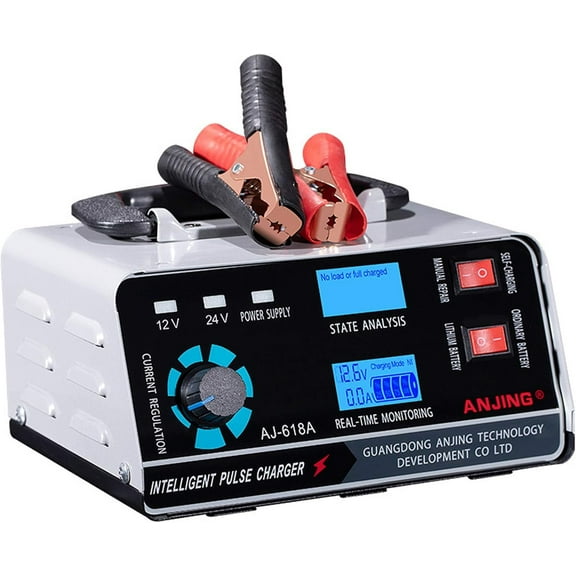 Battery Charger Fully 12V/24V Fast Charging Car Battery Charger Smart Automatic Battery Maintainer Desulfator with Winter Mode for Car, SUV, Truck, Motorcycle Marine Batteries