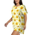 thumbnail image 2 of Fuzoiu Ducky Cartoon Print Women's Short-Sleeved Pajama Set,Lounge Sleepwear Set,Womens Pajama Sets 2 Piece,Button-Up Top and Shorts with Pockets-3X-Large, 2 of 7