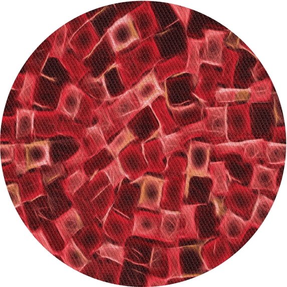 Ahgly Company Machine Washable Indoor Round Transitional Lava Red Area Rugs, 6' Round