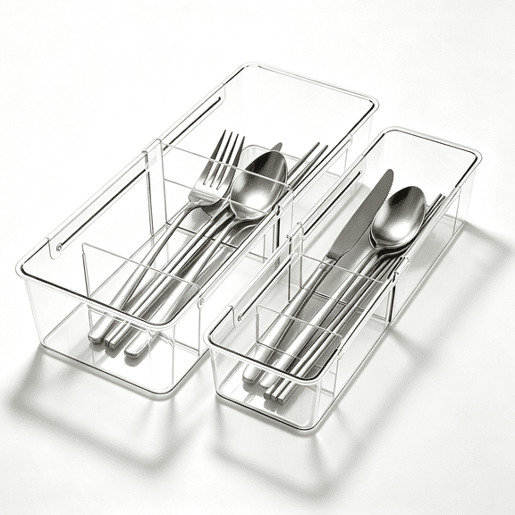 PLUZON Drawer Organizer Set Expandable Drawer Organizers with Removable Dividers & Retractable Side Panels, Clear, 2 Count