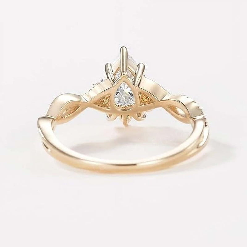 SHUBHKRISHNAJEWELLS 14K Gold 1.50 CT Pear Cut Engagement Ring with Real Diamond for Women Birthstone Wedding Promise Rings for Her