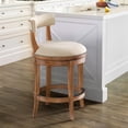 thumbnail image 2 of Alaterre Furniture Hanover Swivel Low Back Counter Height Bar Wood Stool, Weathered Brown and Beige, 2 of 14
