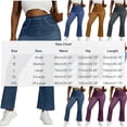 thumbnail image 3 of Gamivast Flare Pants for Women Faux Denim Jean Print High Waisted Stretchy Bell Bottom Pants Retro Denim Pants Elastic Waist Comfortable Casual Party, 3 of 7