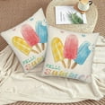 thumbnail image 4 of Summer Pillow Covers 18x18 Set of 2, Popsicle Hello Summer Decorative Throw Pillow Cases Watercolor Yellow Summer Seasonal Linen Decorations for Home Bed Car Summer Decor, 4 of 6