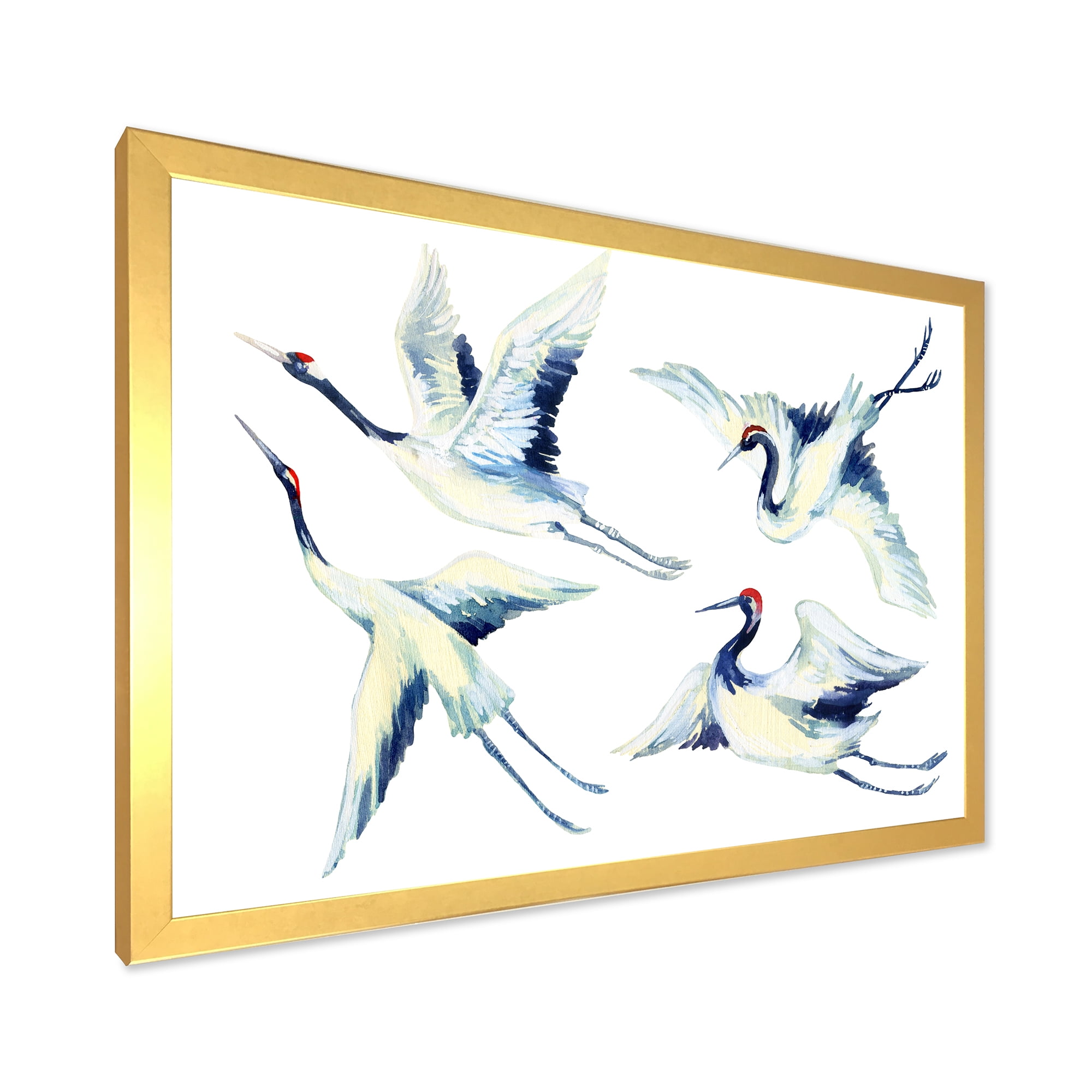 Designart 'Asian Crane Bird Impression II' Traditional Framed Art Print