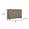 thumbnail image 3 of HomeRoots 56" Brown Solid Wood Six Drawer Double Dresser, 3 of 7