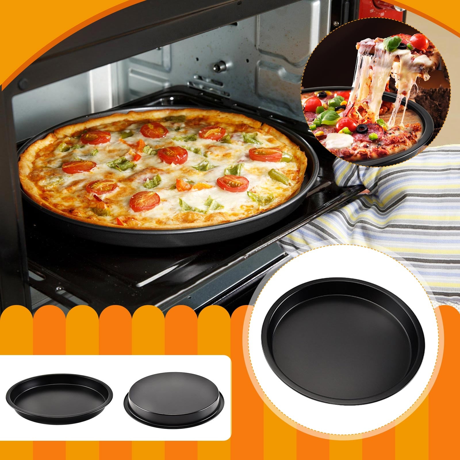 Wefuesd Pizza Pan, 10 Inch Pizza Pan Set Round Pizza Oven Baking Pans Tray Stainless Steel for Home Restaurant Party, Healthy & Heavy Duty, Dishwasher Safe & Easy Clean (Clearance)