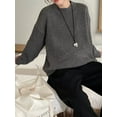 thumbnail image 6 of Womens Crew Neck Sweaters Long Sleeve Slouchy Fall Casual Loose Pullover Tops Dark Gray One size, 6 of 8