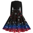 thumbnail image 4 of Christmas Dresses for Women Women's Christmas Printed Long Sleeve Round Neck Plus Size Evening Prom Dresses for Formal Christmas Party,Blue,L, 4 of 5