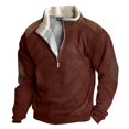 thumbnail image 2 of Wutalume Men's Outdoor Standing Collar Sweatshirt, Spring Casual Tops, Loose Fit Long Sleeve for Hiking and Leisure, Durable Material for Active Lifestyles,Wine XL, 2 of 5
