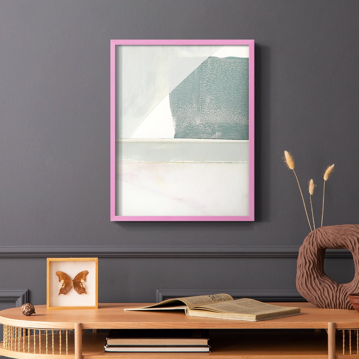Couturier II Framed Print in Pink Solid Wood Framed Print No Nail Hanging