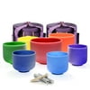 TOPFUND Chakra Set of 7 Color Crystal Singing Bowls 8-14 inch with Heavy Duty Carrying Cases and Singing Bowl Mallet Suede Striker