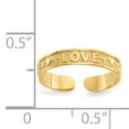 thumbnail image 3 of 14k Yellow Gold Love Heart Adjustable Toe Ring Open Midi, 3 of 9