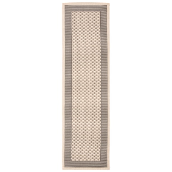 Safavieh Courtyard Justine Bordered Indoor/Outdoor Runner Rug, Gray/Cream, 2'3" x 20'