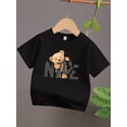 thumbnail image 1 of Camiseta informal de verano para niña con cuello redondo y estampado de oso, 95 % algodón, ligera y elástica, manga corta a la moda., 1 of 7