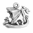 thumbnail image 1 of Sterling Silver 20" 1mm Box Chain 3D Dragon Viking Ship Pendant Necklace, 1 of 2