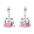thumbnail image 4 of 4 Ct Round Cut Drop Dangle Pink Crystal 18K White Solid Gold Everyday Dainty Earrings Lever Back, 4 of 7