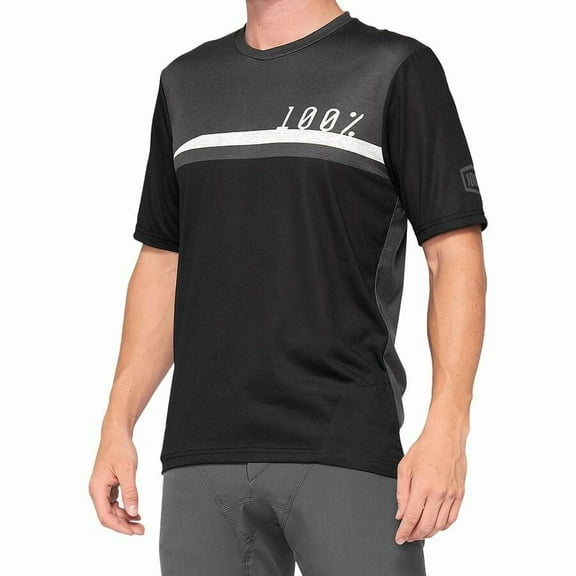 100% Airmatic Jersey - Black/Charcoal, Short Sleeve, Men's, X-Large