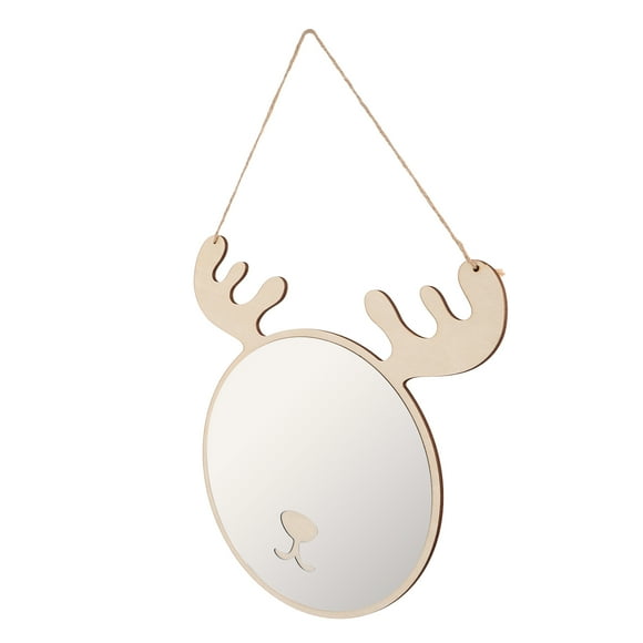 IFANLANDOR 1Set Small Nordic Wooden Bear Mirror Ivory Decorative Mirror for Wall Or Desk