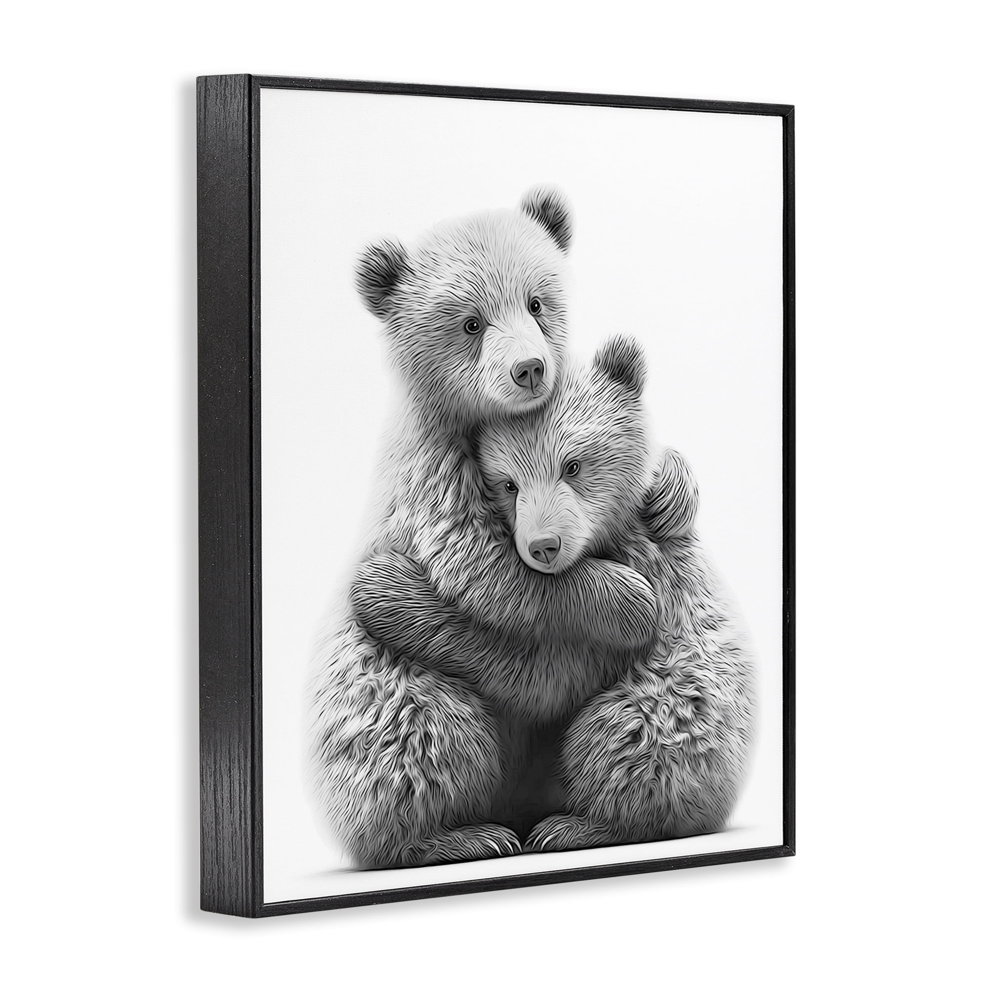 Stupell Industries Two Hugging Bears Animals & Insects Painting Black Framed Art Print Wall Art, 16 x 20