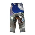 thumbnail image 4 of Disketp Astronaut In Outer Space Print Women'S Comfy Pajama Pants Casual Drawstring Palazzo Lounge Wide Leg Pants, 4 of 9